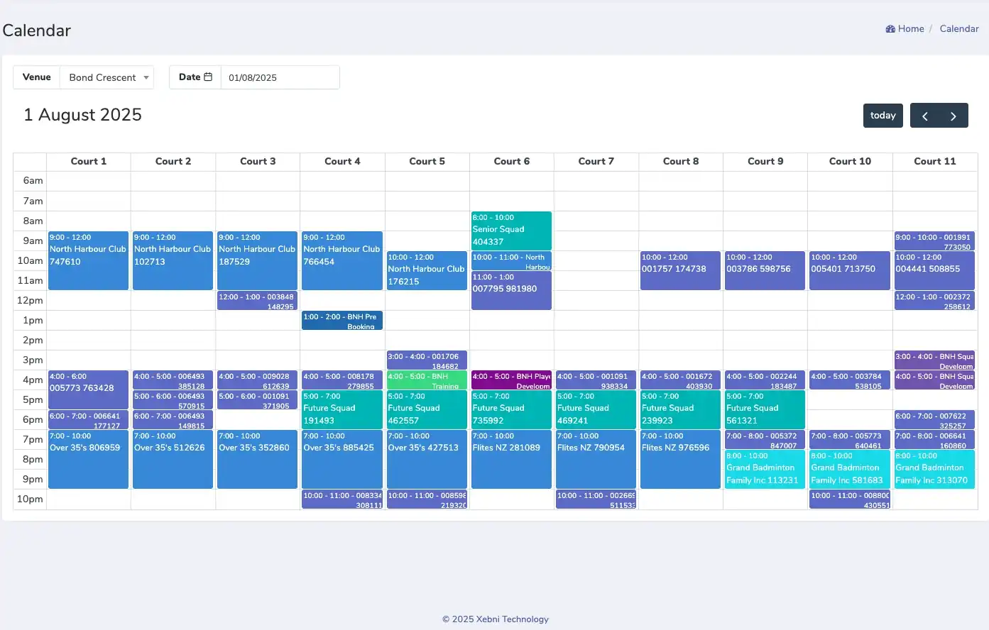 EmployeeCalendar Picture of Venue Pro's calendar in the staff client. Showing more detail than the client side.